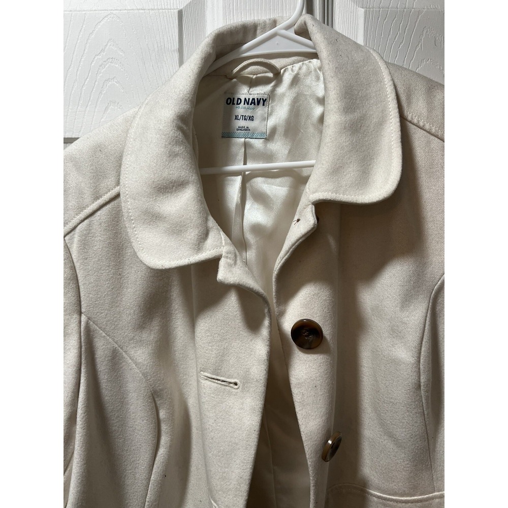 Euc Old Navy Peacoat Womens White Double Breasted Button Up Coat Long Size XL - Picture 2 of 6